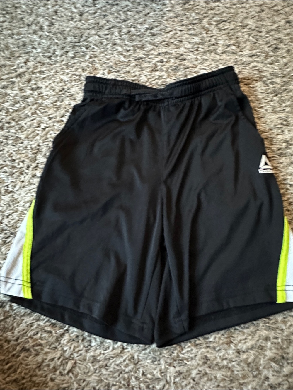 Boys size 10/12 Black Athletic Shorts with Lime Accent